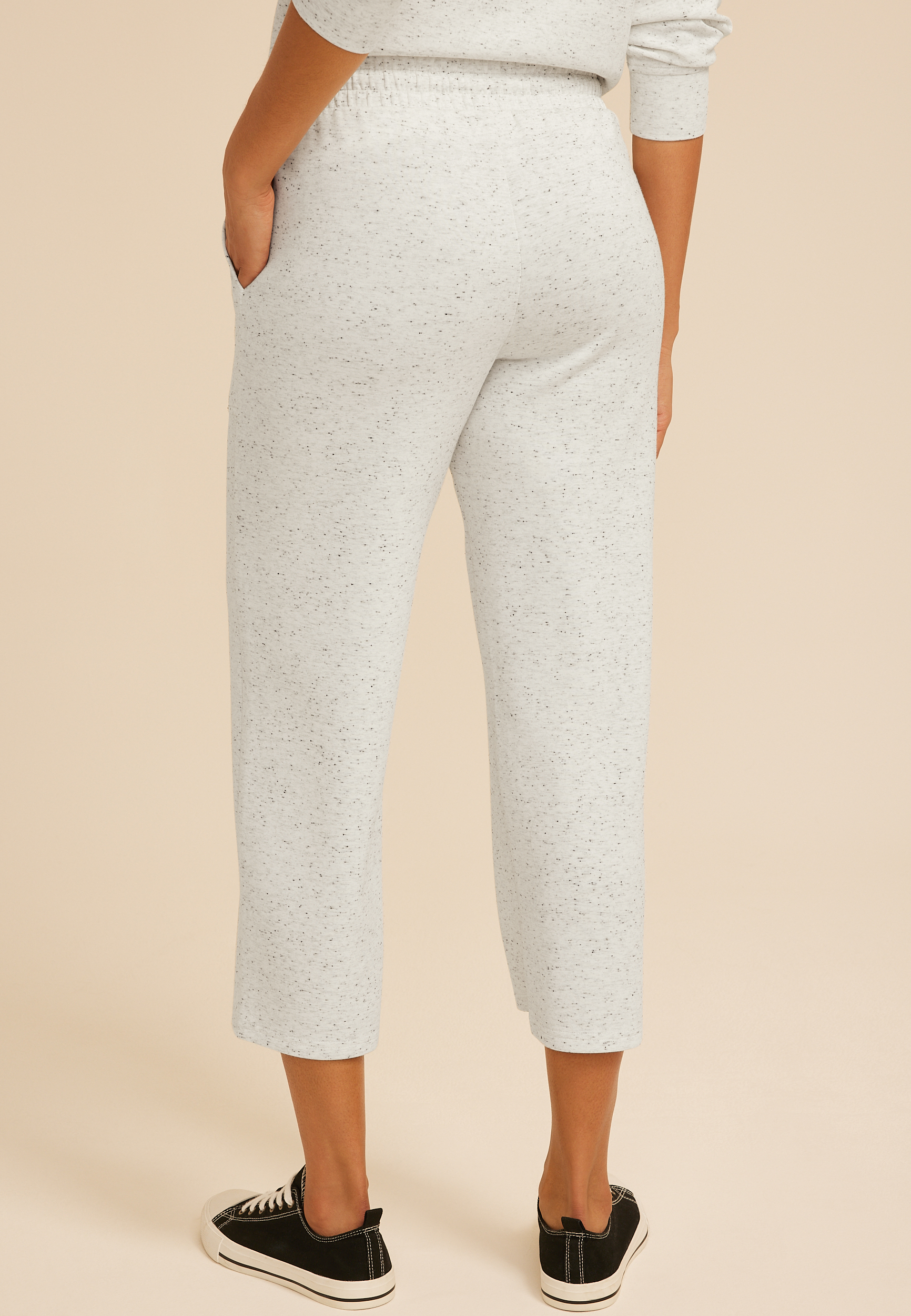 Speckle Scuba Knit High Rise Wide Leg Cropped Pant | maurices