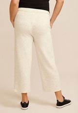 Plus Size Speckle Cloud Scuba Knit High Rise Wide Leg Cropped Pant, C6815, small