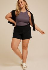 Plus Size Flat Waist 6in Active Short, C106, small
