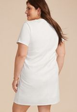 Plus Size Ponte Seamed Short Sleeve Shift Dress, C4673, small