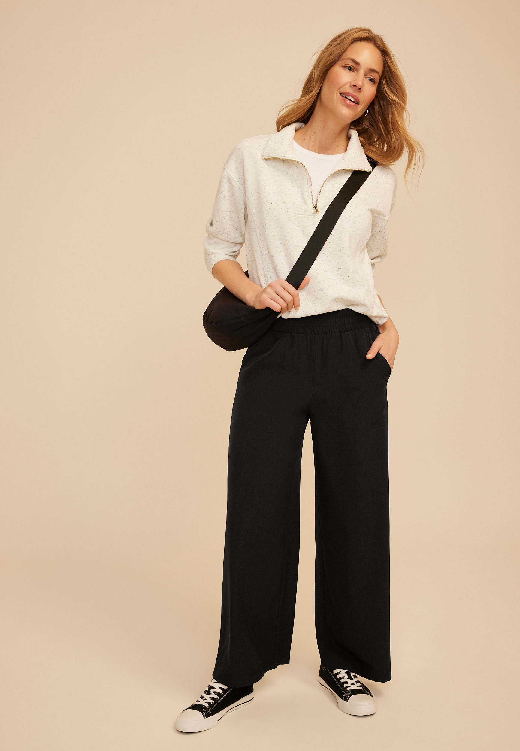 Tech Knit Pull On Wide Leg Pant