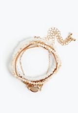 Neutral Mixed Bracelet Set, MATTE GOLD/TAN, small