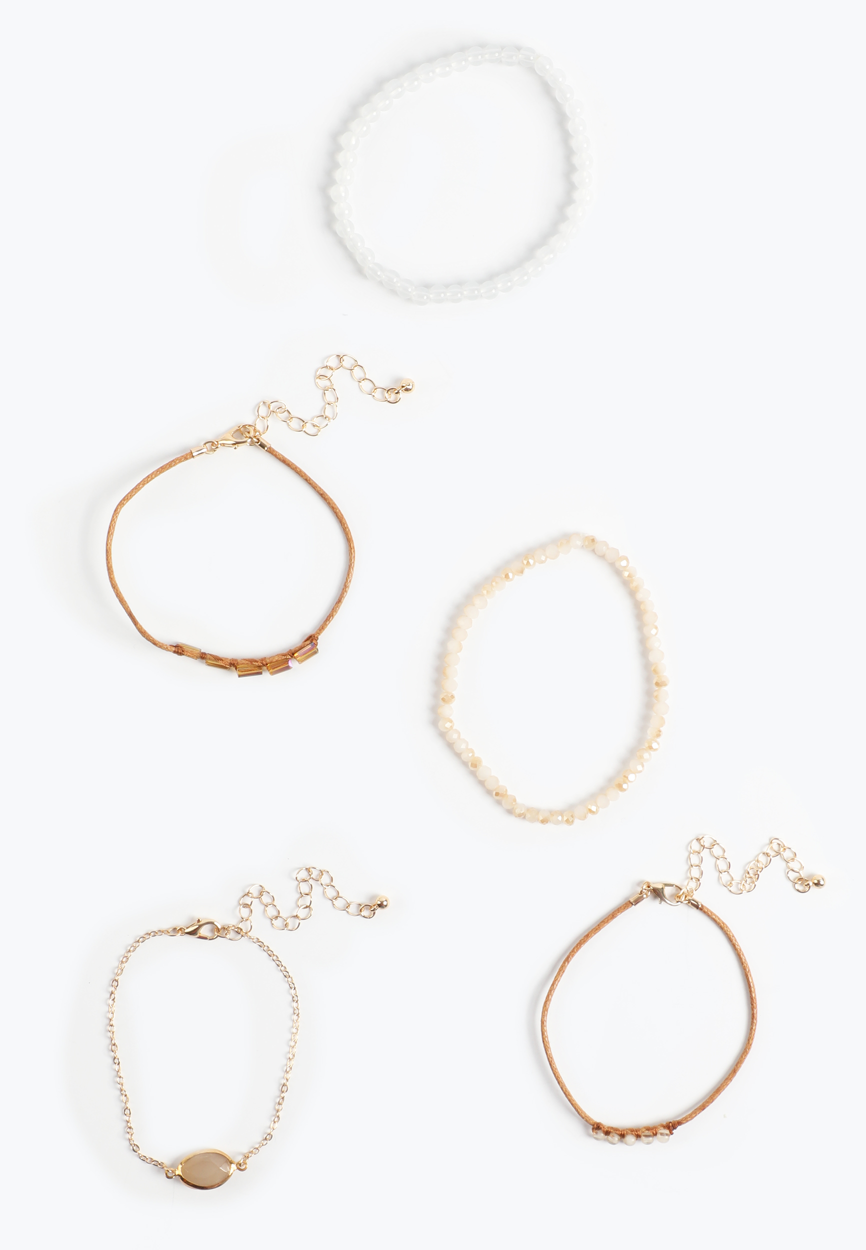 Neutral Mixed Bracelet Set, MATTE GOLD/TAN, large