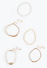 Neutral Mixed Bracelet Set, MATTE GOLD/TAN, small