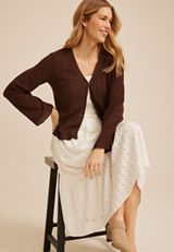 Wavy Texture Button Front Cardigan, C6058, small