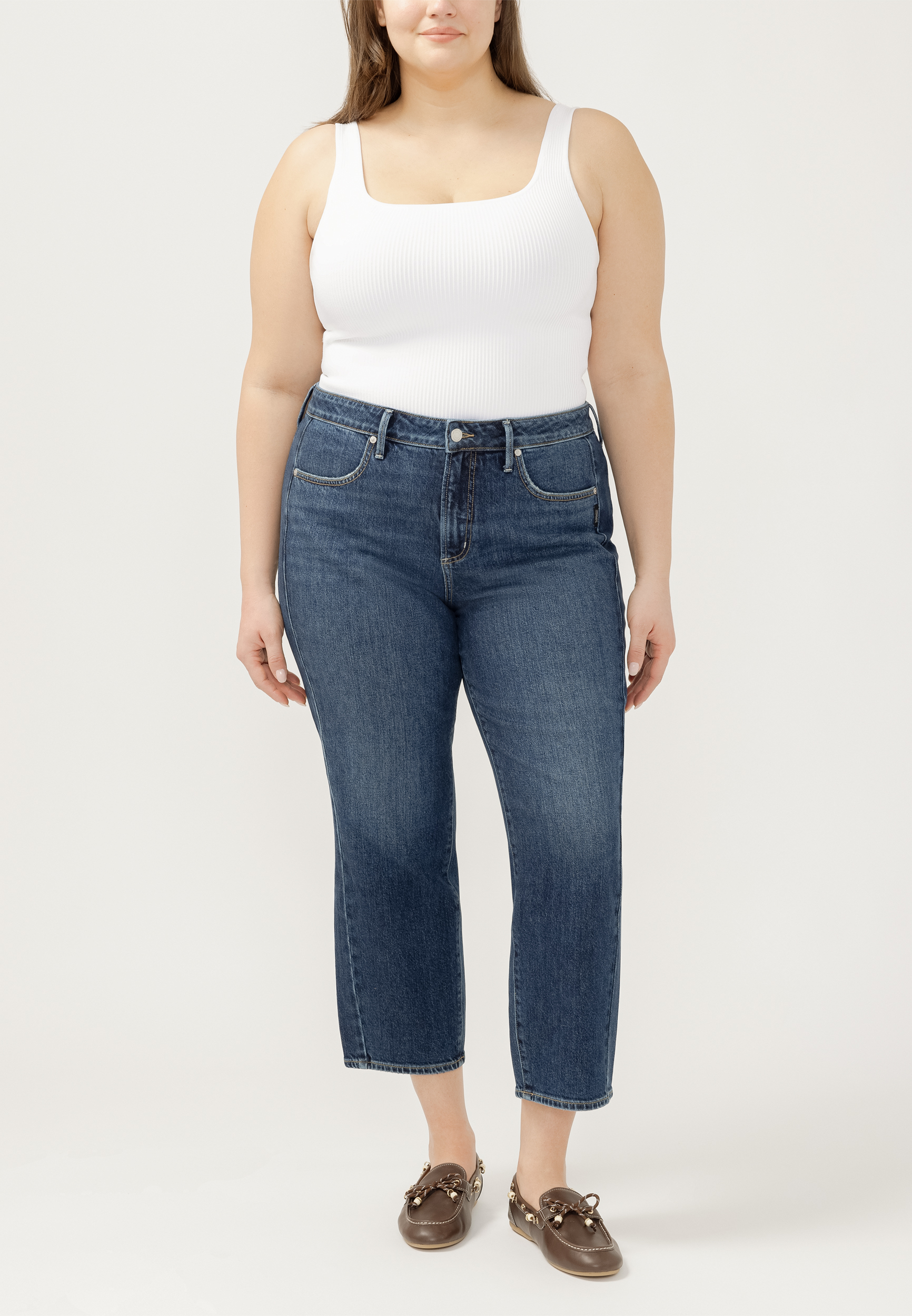 Plus Size Silver Jeans Co.&reg; Avery Curvy High Rise Forward Seam Ankle Straight Jean