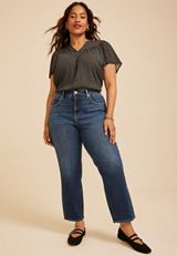 Plus Size Silver Jeans Co.&reg; Avery Curvy High Rise Side Seam Ankle Straight Jean, C258, small