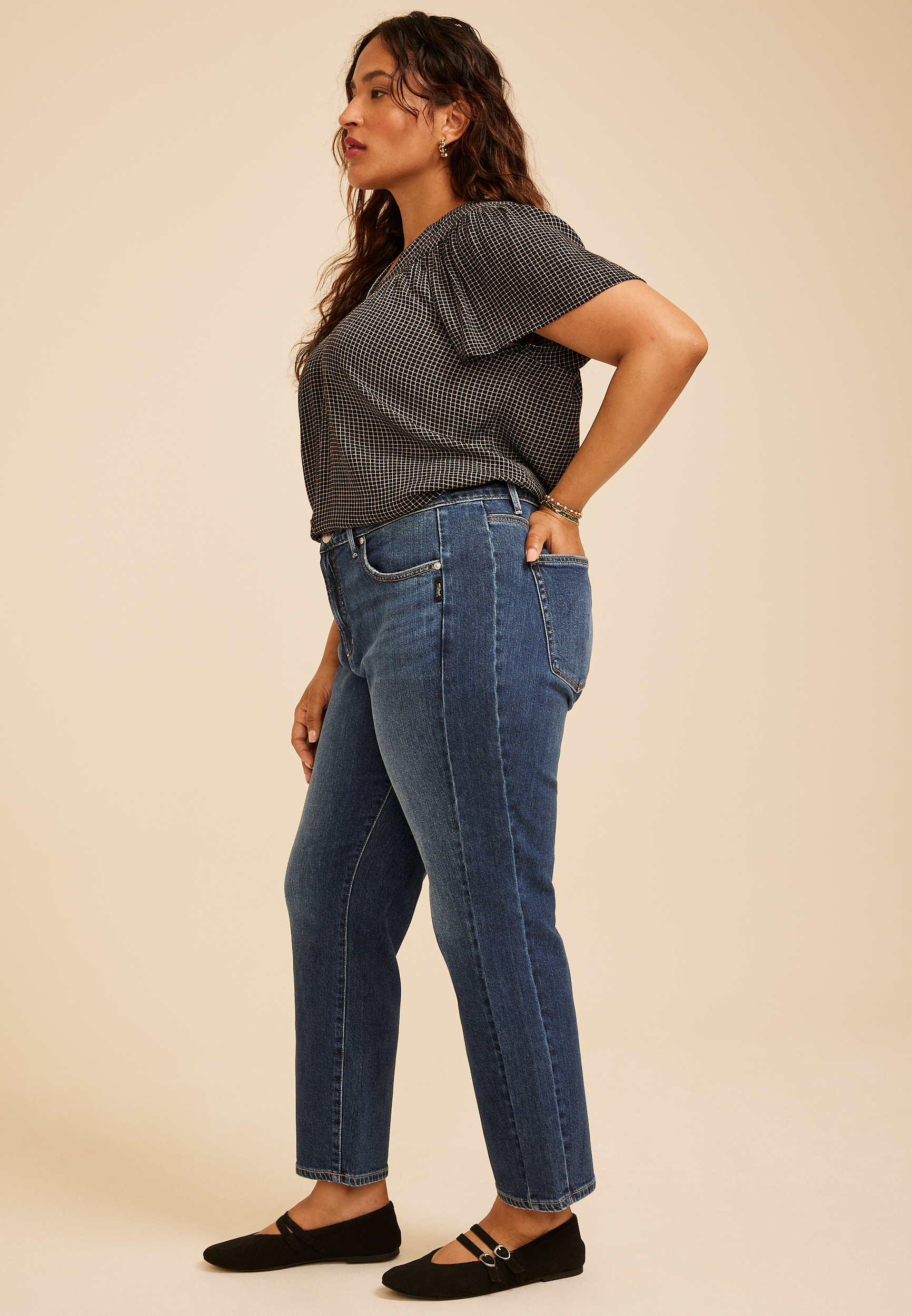 Plus Size Silver Jeans Co.&reg; Avery Curvy High Rise Side Seam Ankle Straight Jean, C258, large