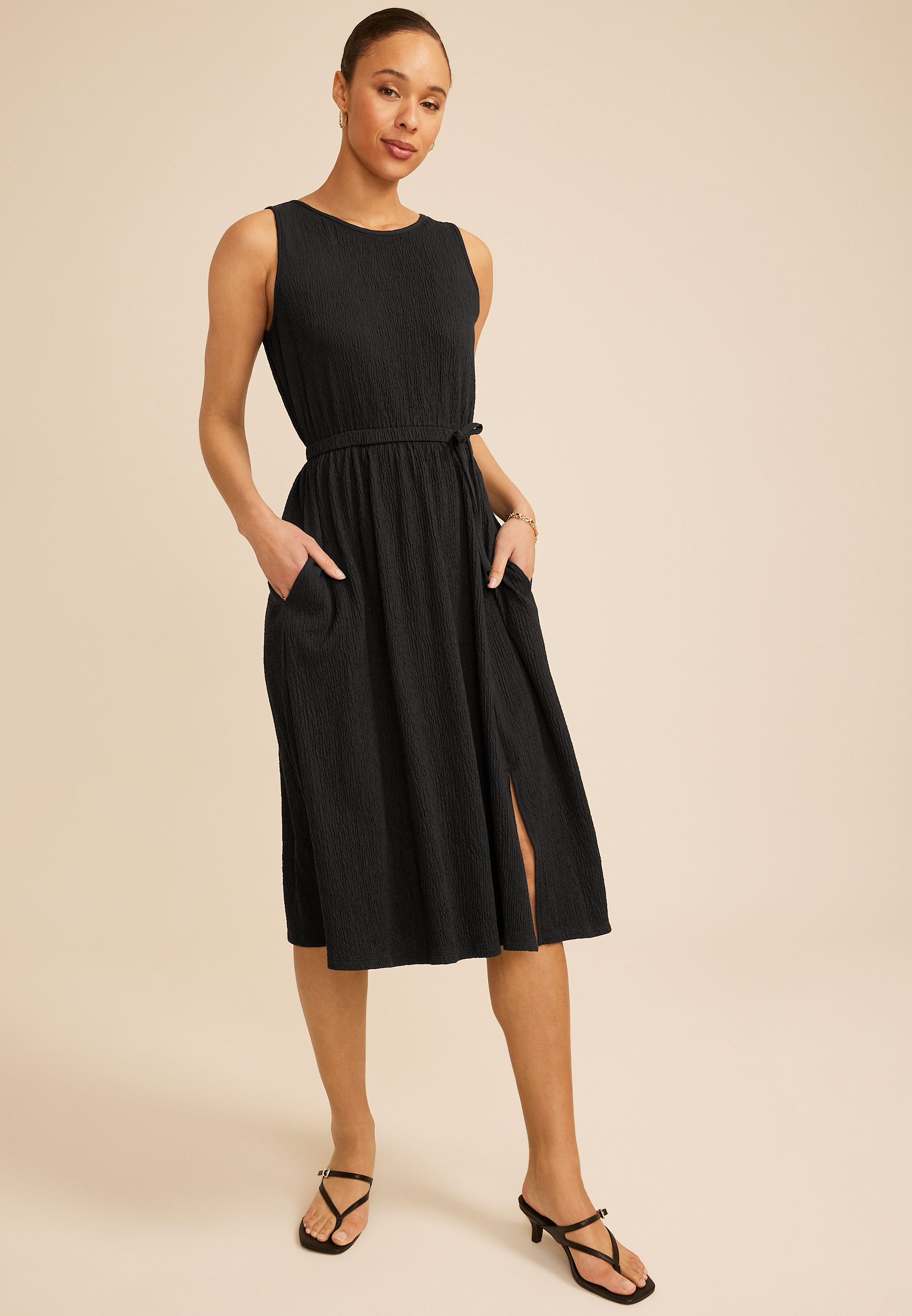 24/7 Bare Tie Waist Midi Dress