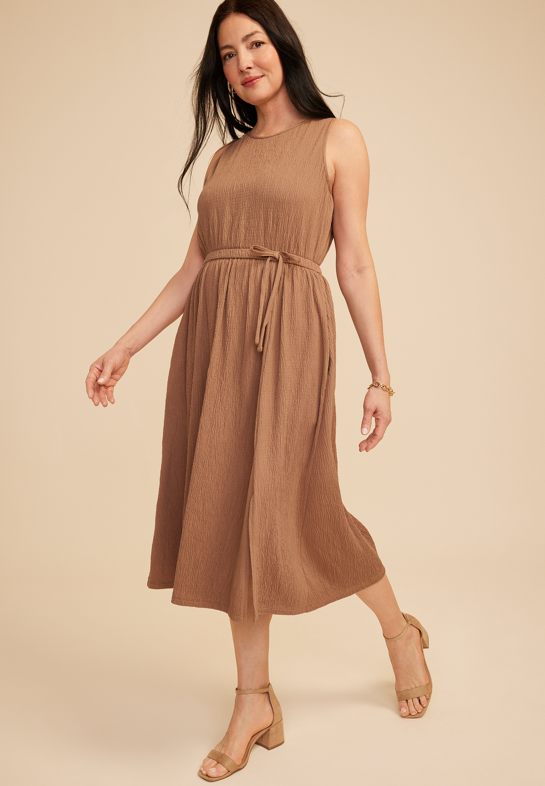 24/7 Bare Tie Waist Midi Dress