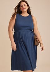 Plus Size 24/7 Bare Tie Waist Midi Dress, INSIGNIA BLUE, small