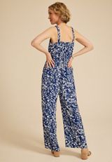 Bare Square Neck Tie Waist Jumpsuit, C3942, small