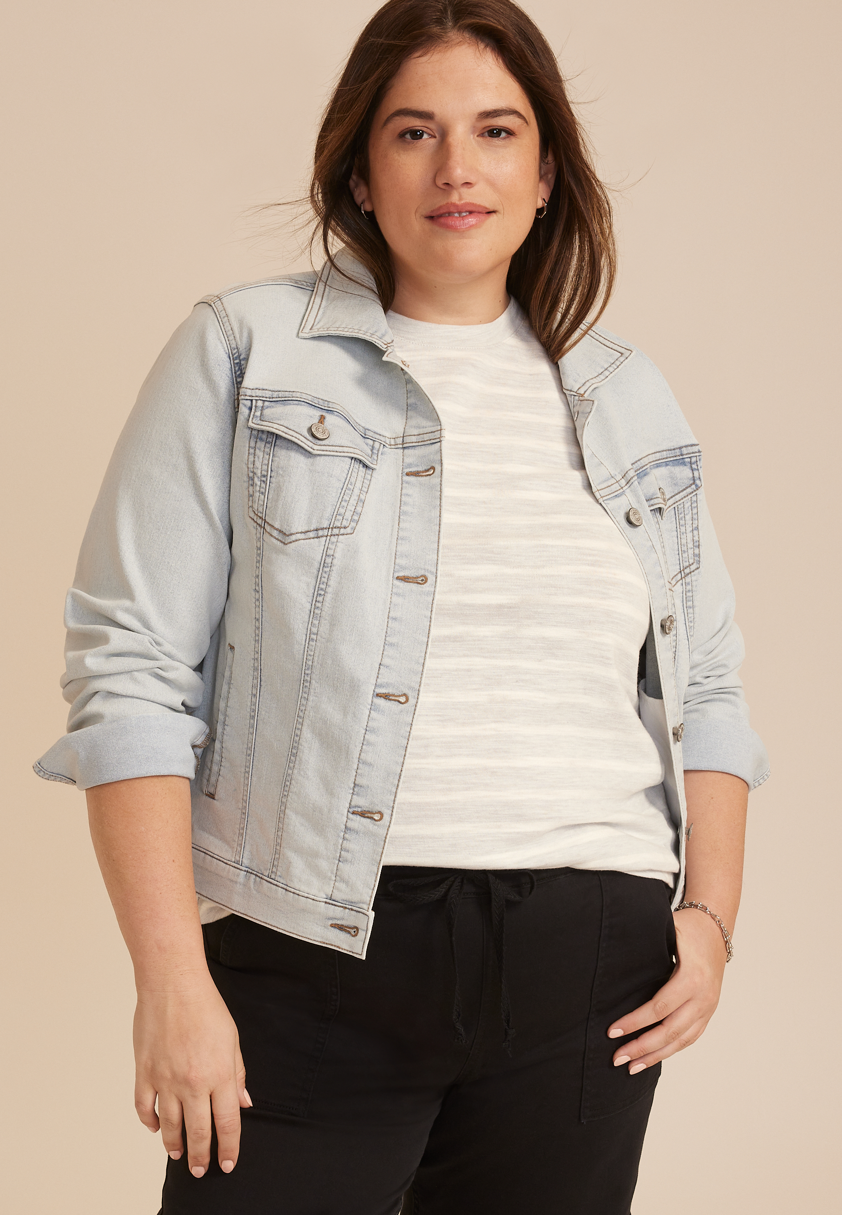 Plus Size Striped High Neck Roll Sleeve Tank Top, C2823, large