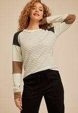 Colorblock Striped Long Sleeve Tee, C5487, small