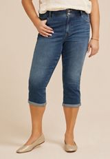 Plus Size m jeans by maurices&trade; Classic Mid Rise Double Button Capri, C3337, small