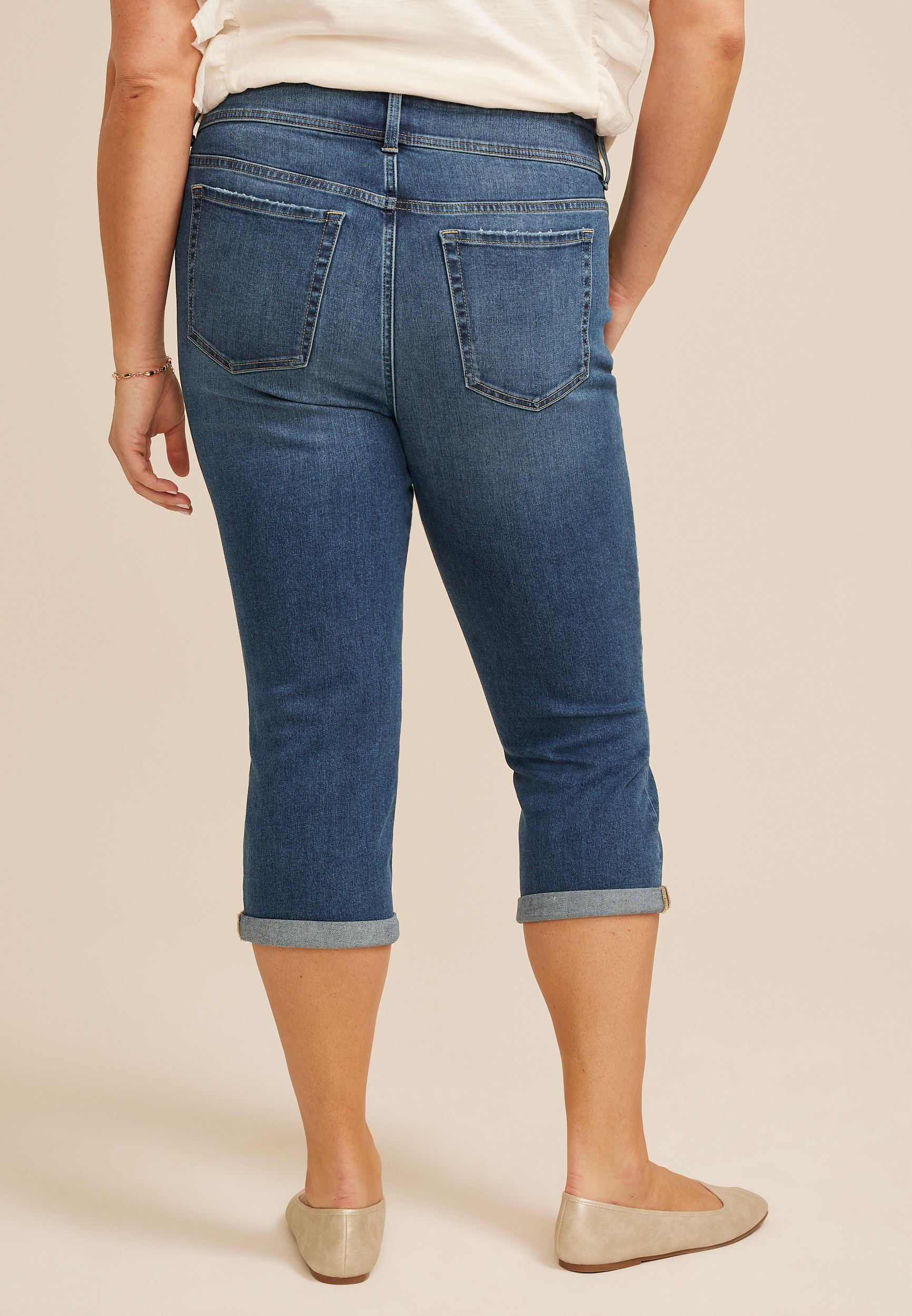 Plus Size m jeans by maurices&trade; Classic Mid Rise Double Button Capri, C3337, large
