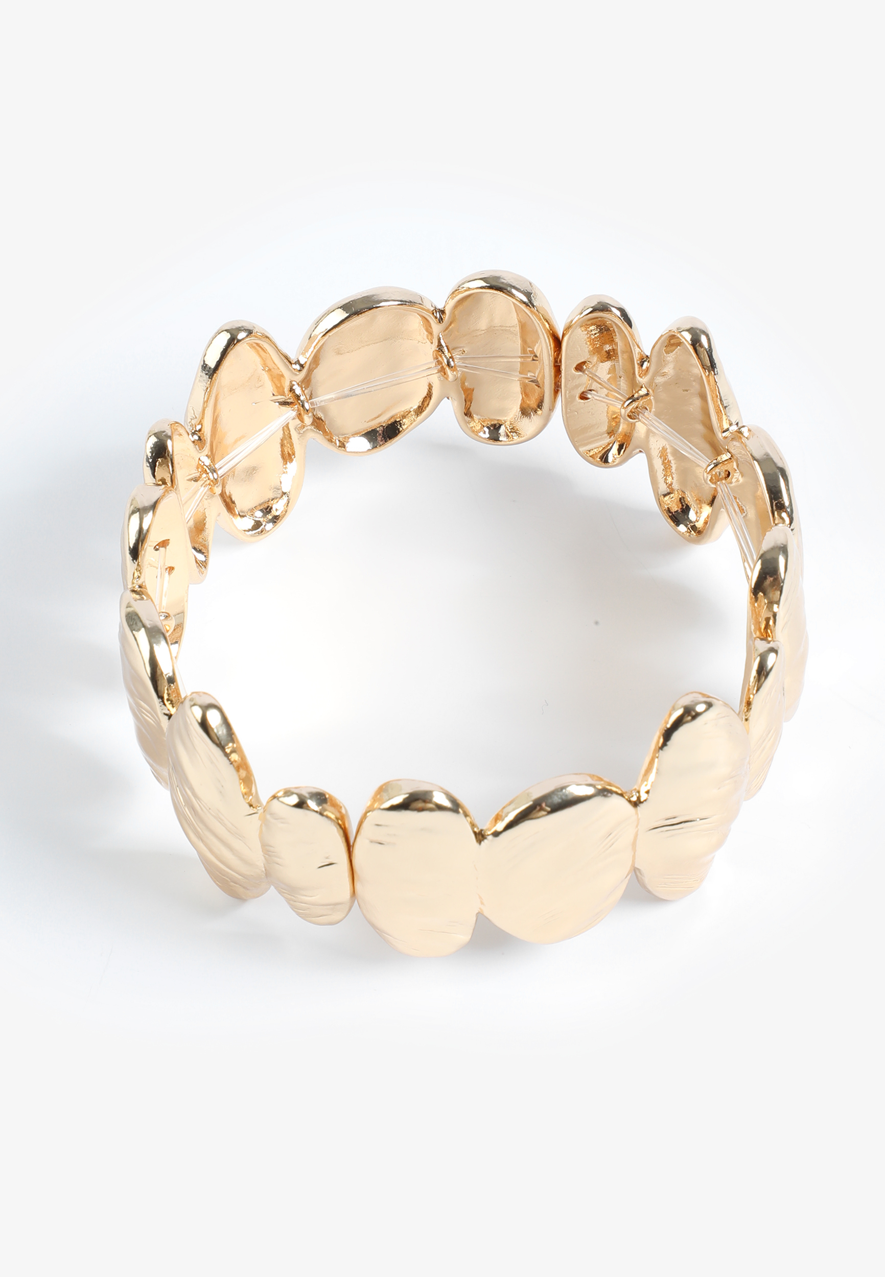 Gold Sculpted Stretch Bracelet, GOLD, large