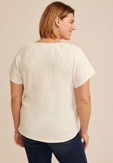 Plus Size Crochet Trim Button Front Blouse, C8232, small