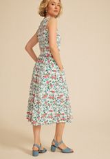 24/7 Bare Floral Smocked Bodice Midi Dress, C2754, small