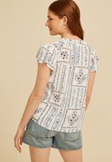 Floral Flutter Sleeve Blouse, C1524, small