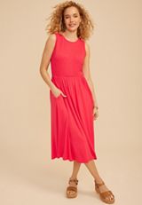 24/7 Bare Smocked Bodice Midi Dress, C1355, small
