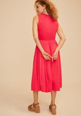 24/7 Bare Smocked Bodice Midi Dress, C1355, small