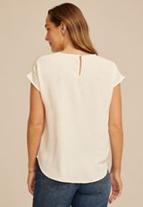 Delton Pleated Short Sleeve Blouse, C8232, small