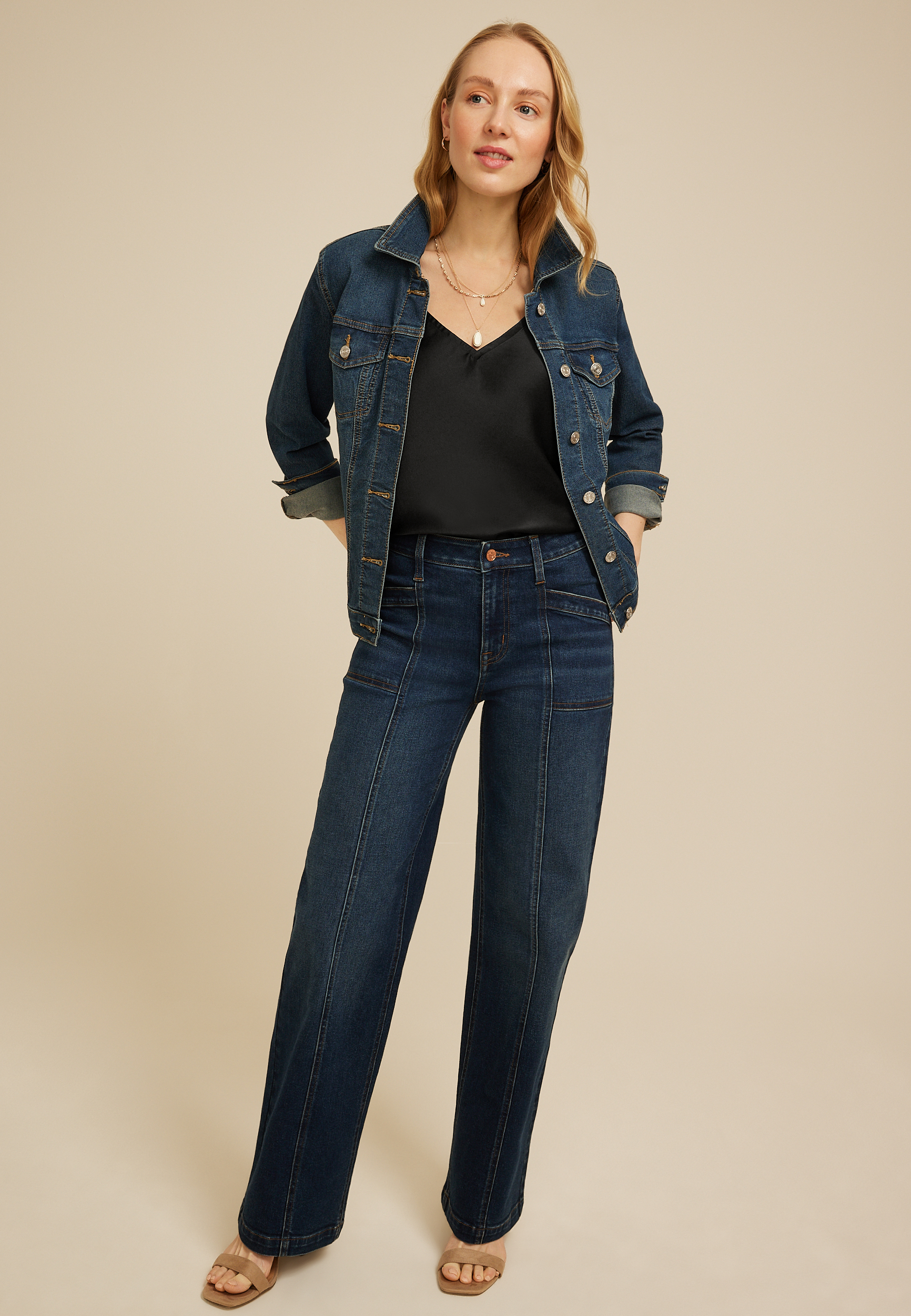 Black Satin V Neck Cami | maurices