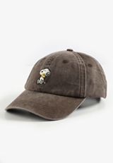 Embroidered Snoopy Washed Baseball Hat, DARK TRUFFLE, small