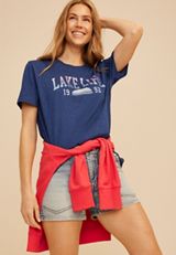 Lake Life 1992 Rhinestone Oversized Fit Graphic Tee, C5303, small