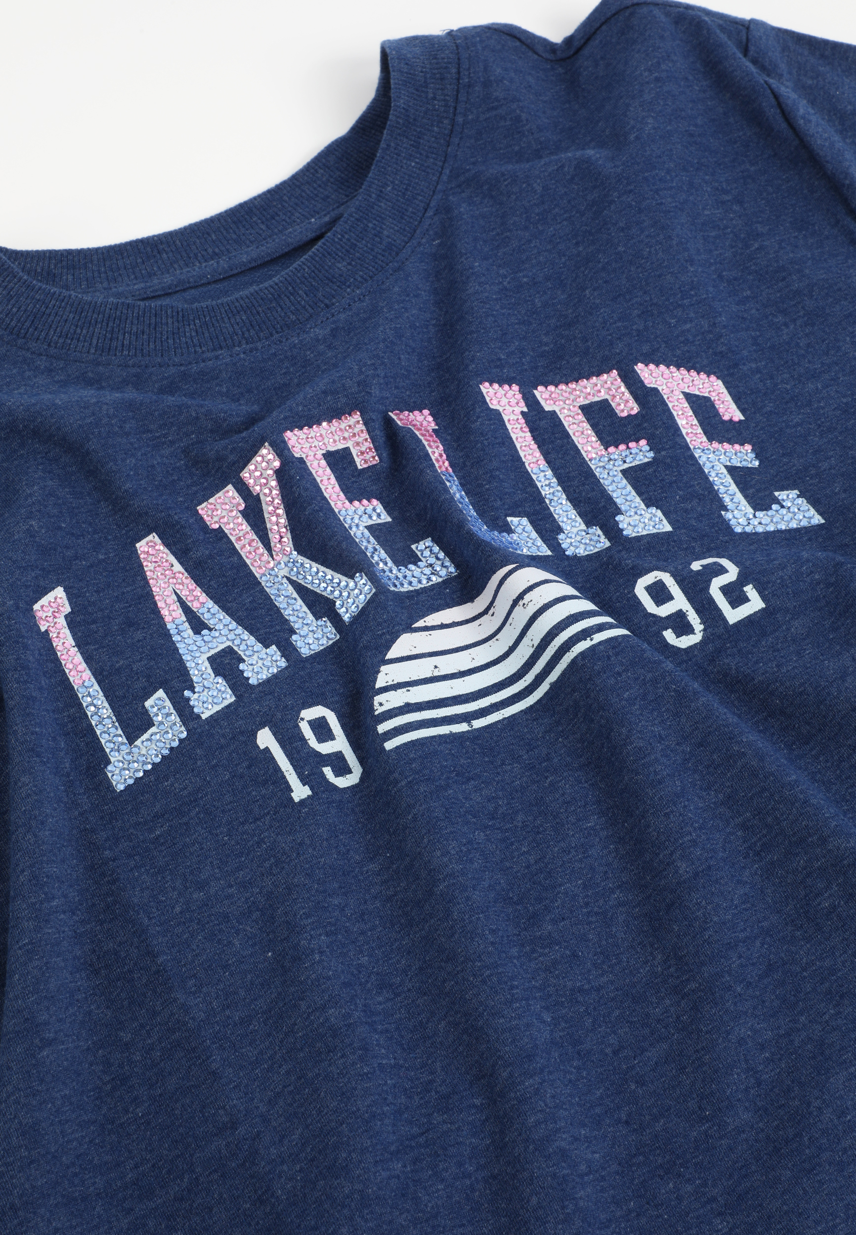 Lake Life 1992 Rhinestone Oversized Fit Graphic Tee, C5303, large