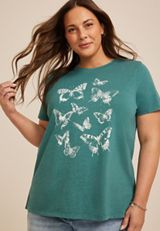 Plus Size Butterfly Classic Fit Graphic Tee, C974, small