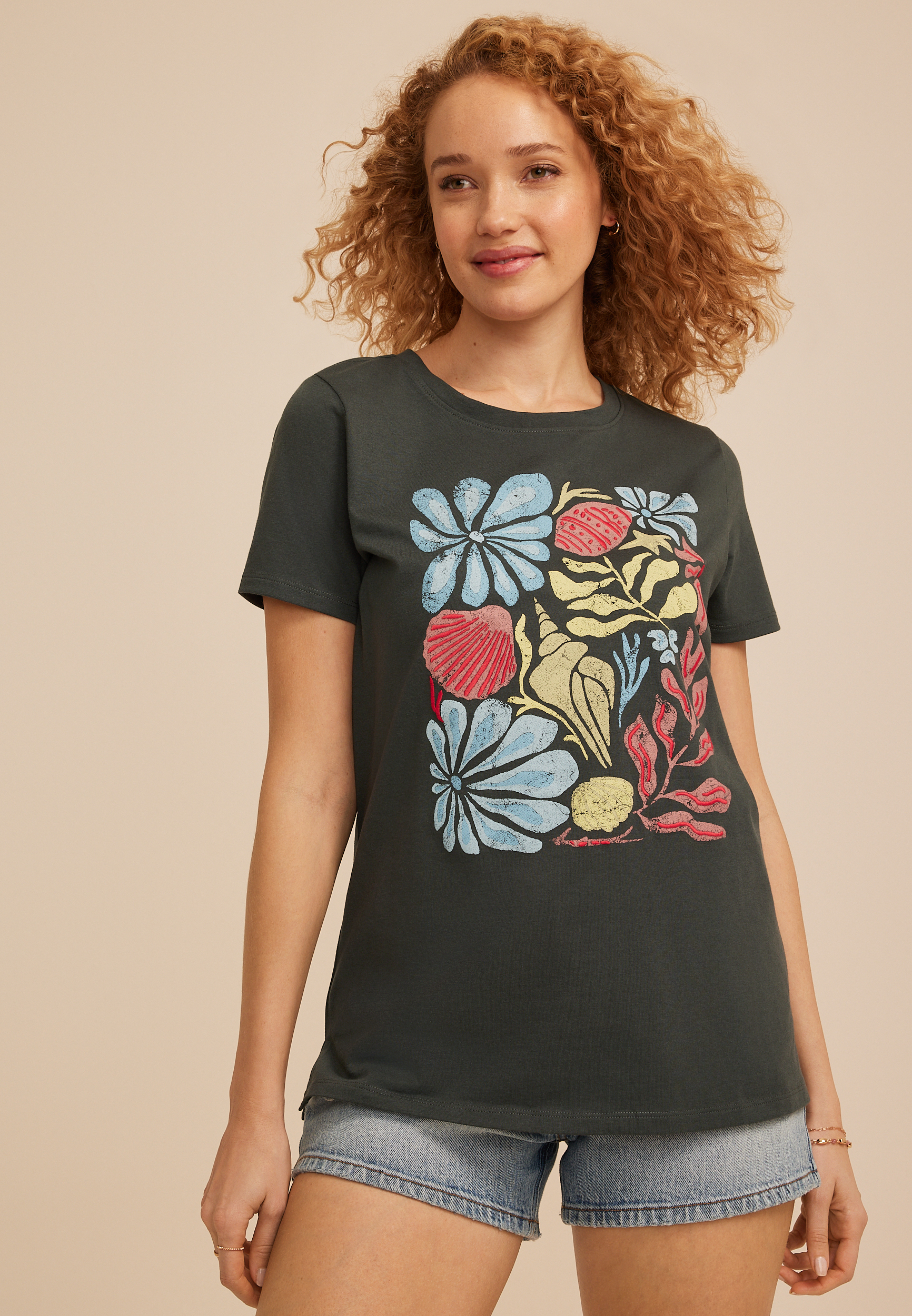 Floral Seashell Classic Fit Graphic Tee