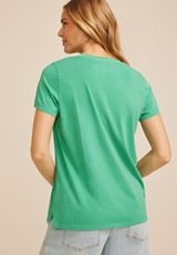 Green Hibiscus Floral Classic Fit Graphic Tee, C8766, small