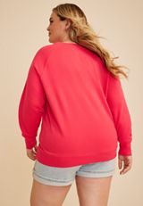 Plus Size Vacay Mode Embroidered Sweatshirt, TEABERRY, small