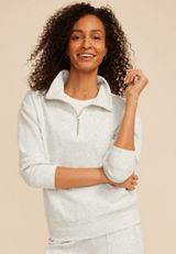 Speckled Cloud Scuba Knit Half Zip Sweatshirt, C596, small