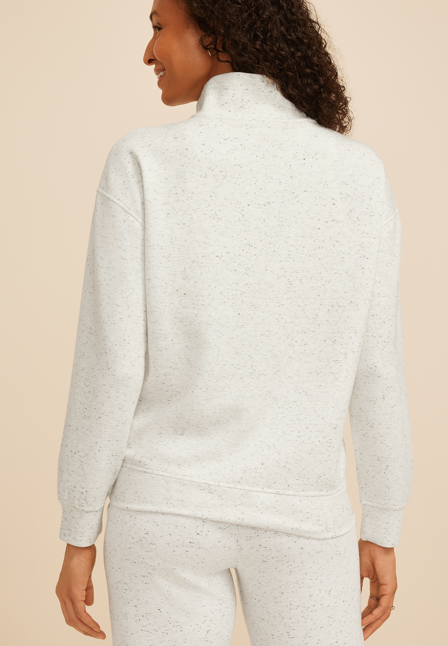 Speckled Cloud Scuba Knit Half Zip Sweatshirt, C596, large