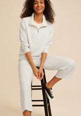 Speckled Cloud Scuba Knit Half Zip Sweatshirt, C596, small