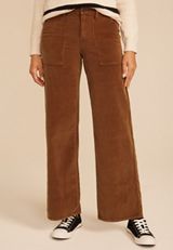 Corduroy Patch Pocket High Rise Wide Leg Pant, C9814, small