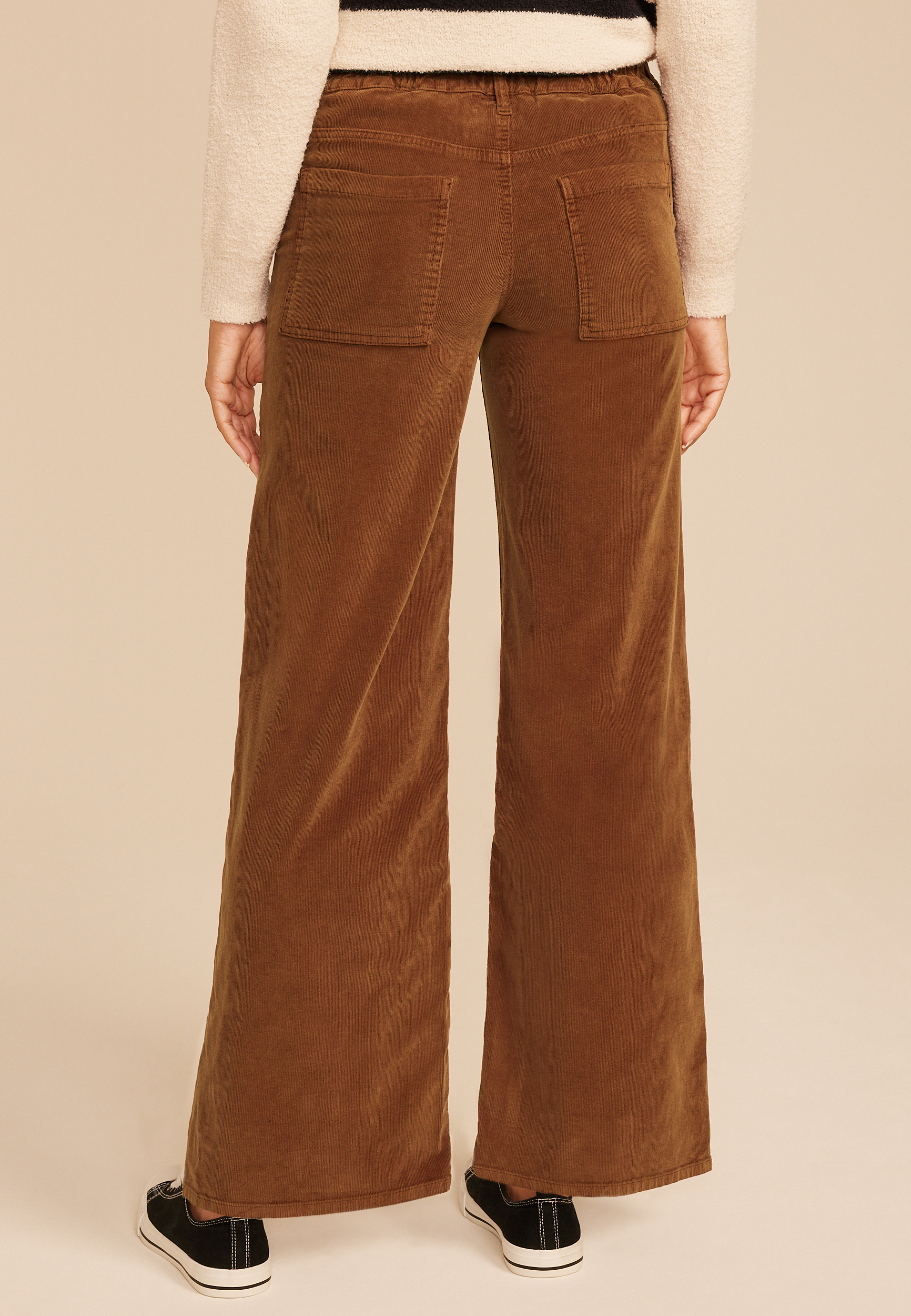 Corduroy Patch Pocket High Rise Wide Leg Pant, C9814, large
