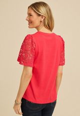 Lace Flutter Sleeve Top, C1355, small
