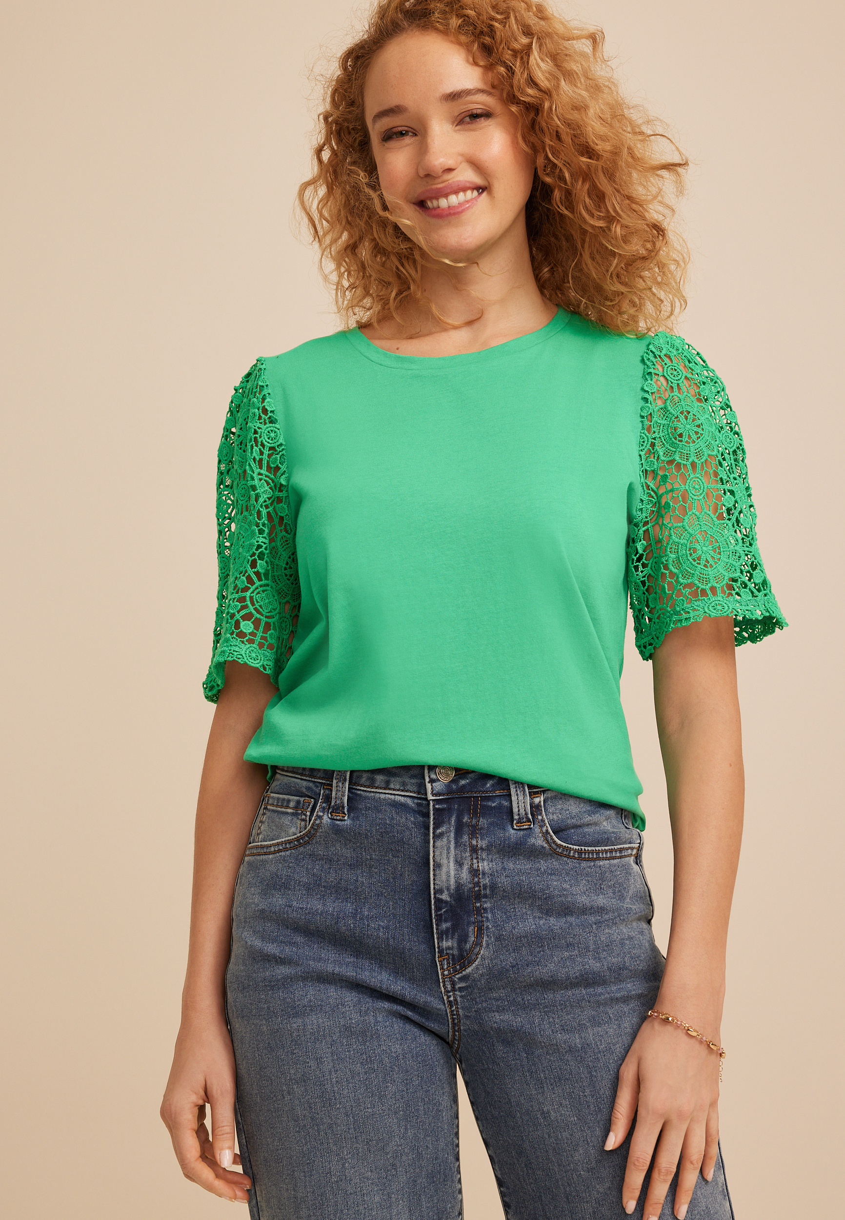 Lace Flutter Sleeve Top
