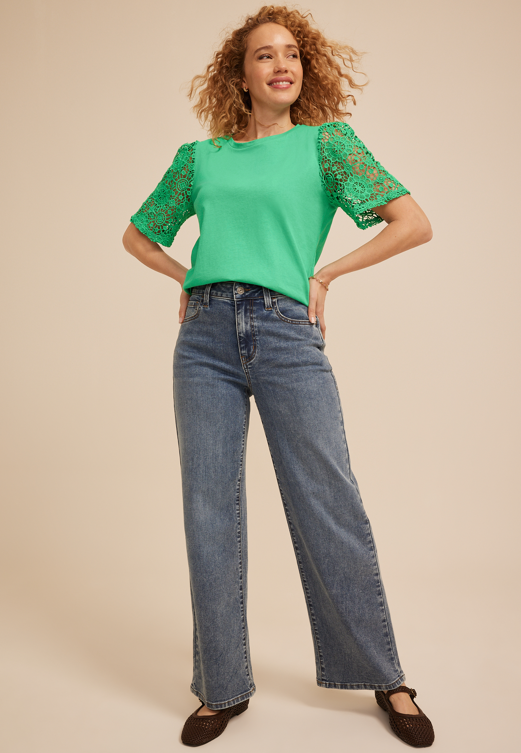 Lace Flutter Sleeve Top