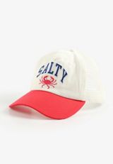 Salty Crab Mesh Back Baseball Hat, RED COMBO, small