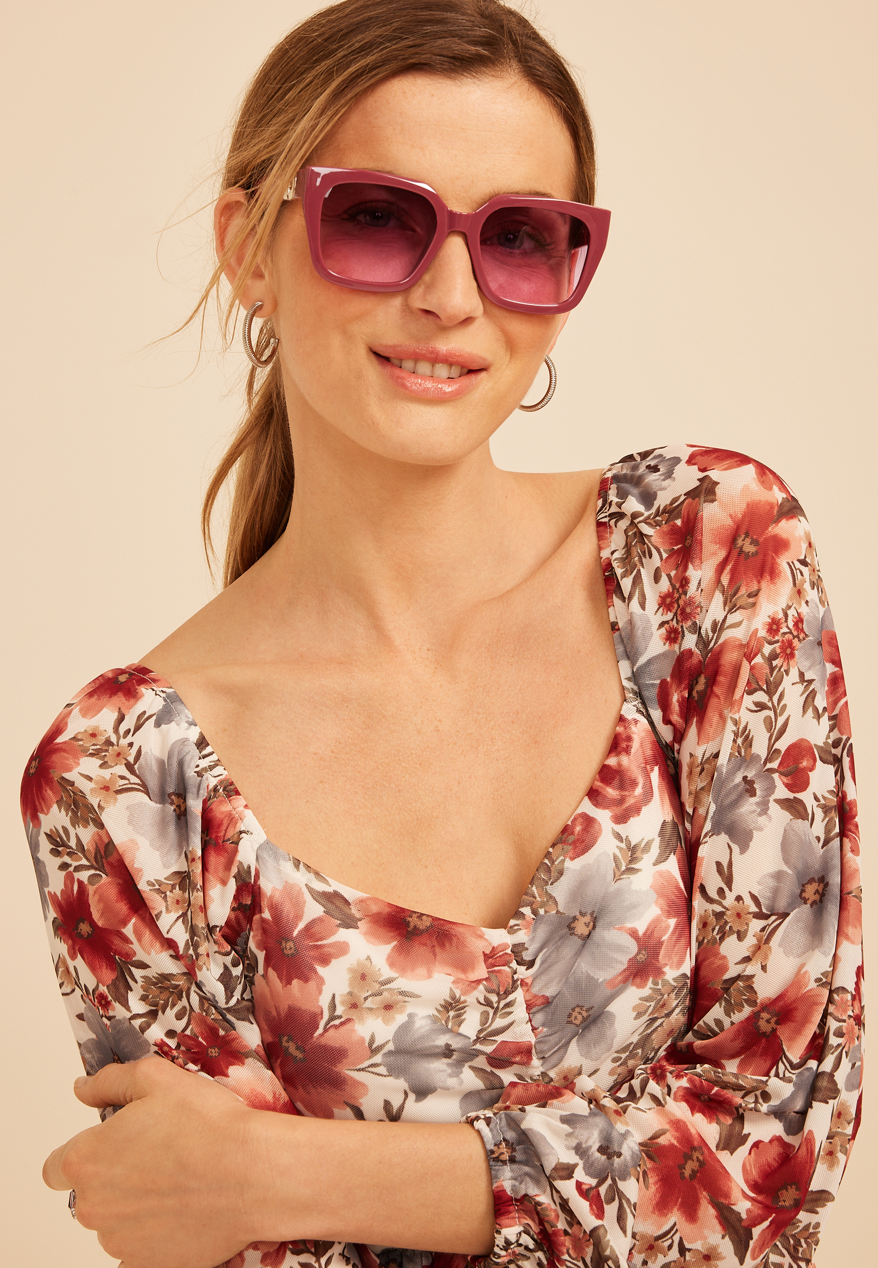 Plastic Oversized Square Sunglasses, C8963, large