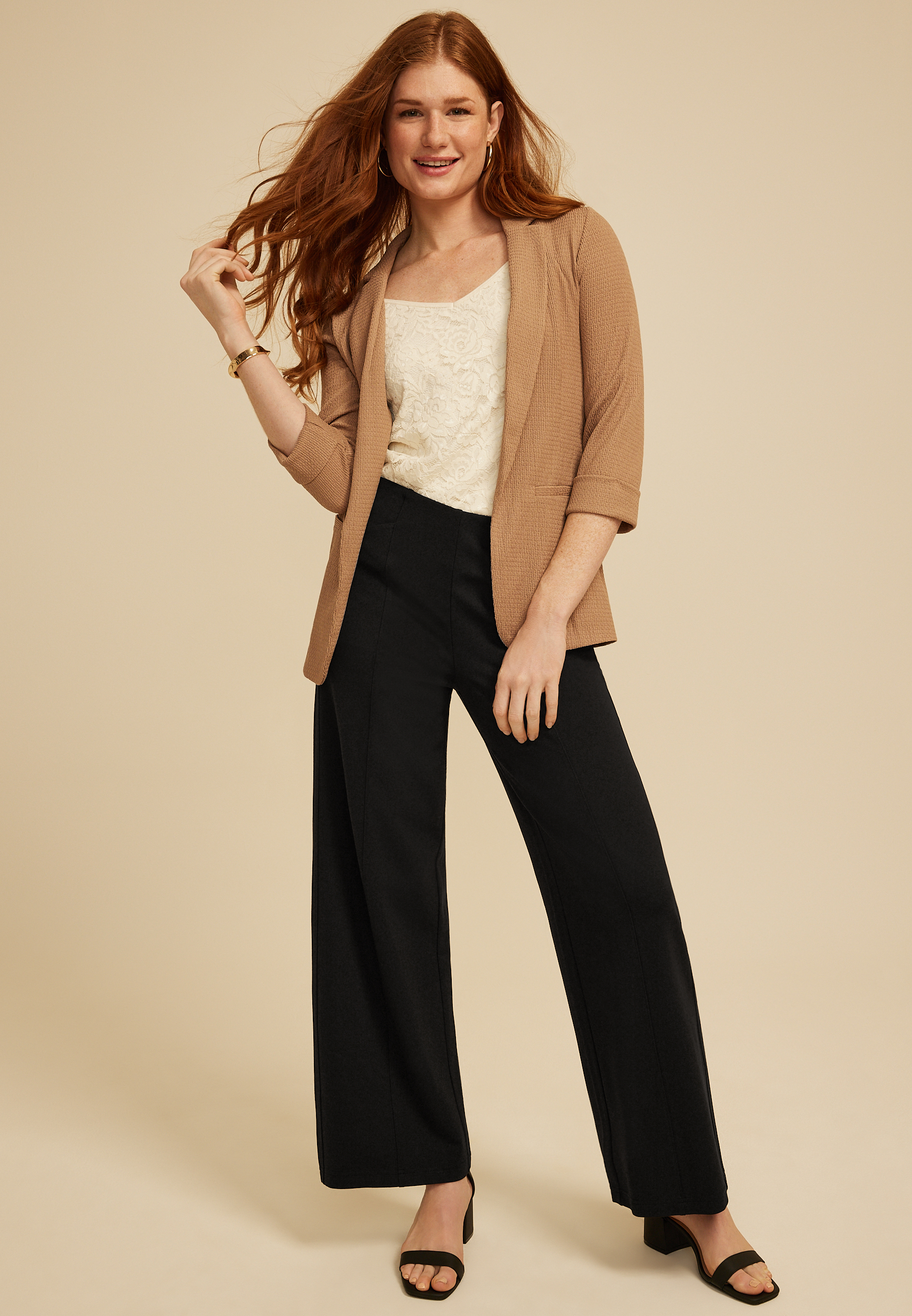 Ponte High Rise Wide Leg Pant