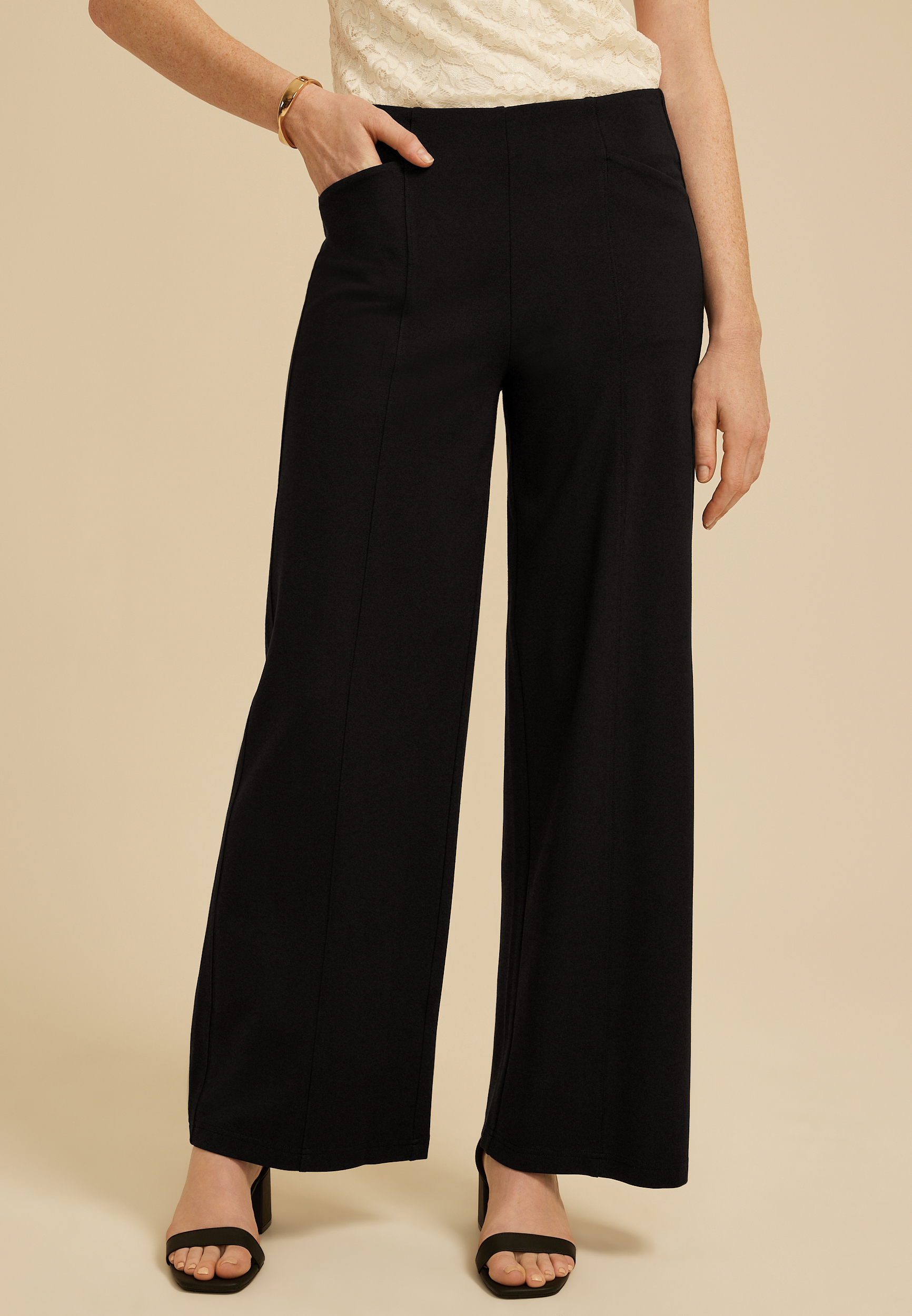Ponte High Rise Wide Leg Pant, C106, large
