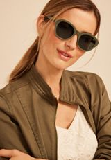 Green Plastic Round Sunglasses, C1612, small