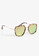 Tortoise Mirrored Square Aviator Sunglasses, C920, small