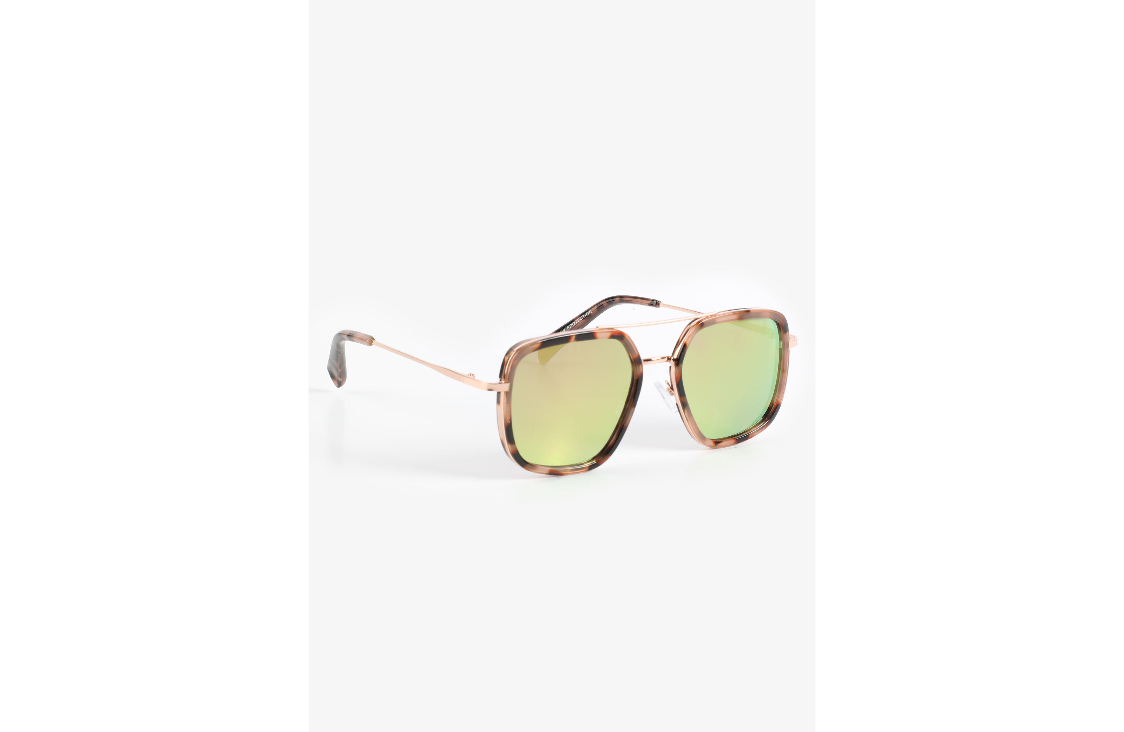 Tortoise Mirrored Square Aviator Sunglasses
